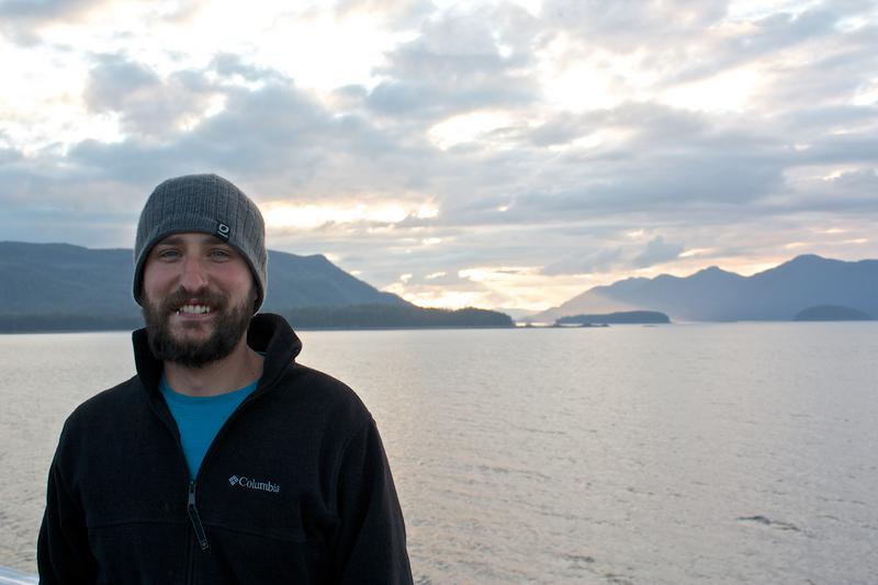 Gregg and the sunset through the clouds -- M/V Columbia Alaska Marine Highway