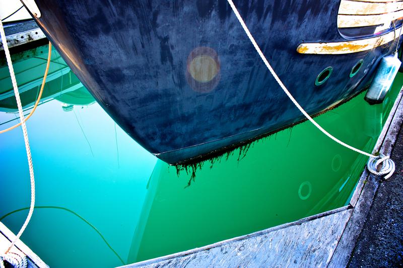 Boat Hull Adjacent to the Marina Entrance in Whittier