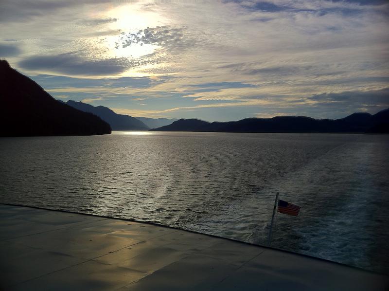 Sunset off the stern of the M/V Columbia -- Alaska Marine Highway