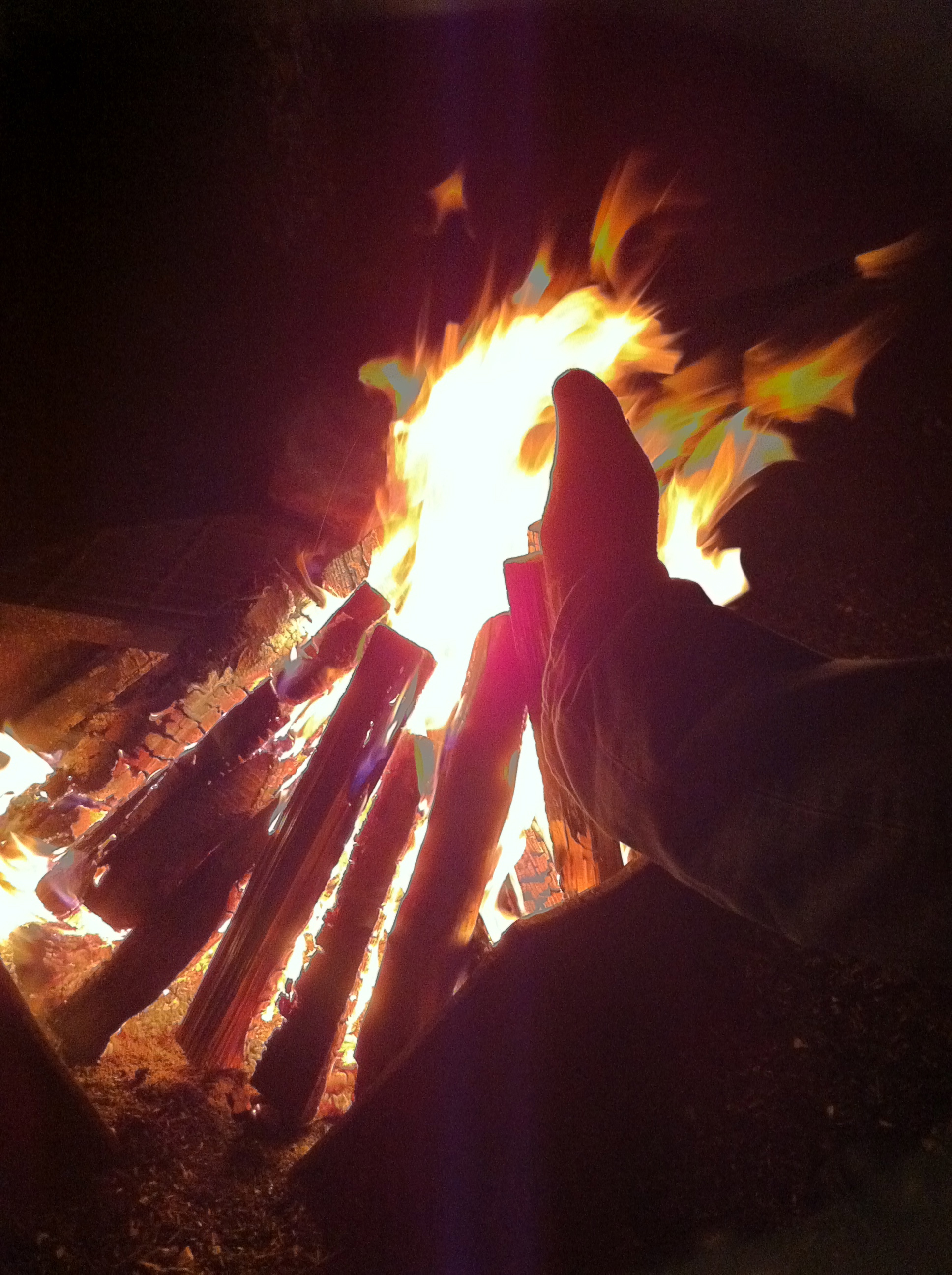 Drying Feet in the Fire While Camping In Chilkat State Park
